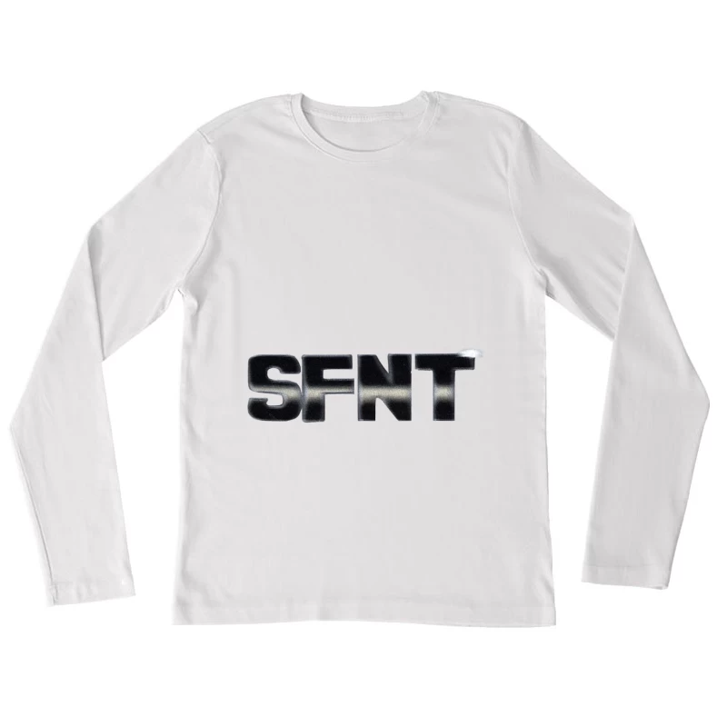 Metallisches Textdesign Damen Langarm T-Shirt