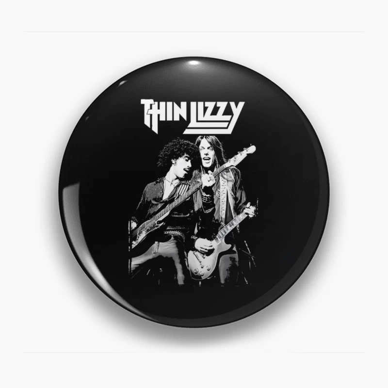 Thin Lizzy Rock Band Performance Sketch in Black and White Pin