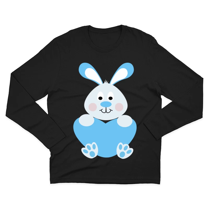 Lapin Bleu avec Coeur Homme Manches Longues T-Shirt
