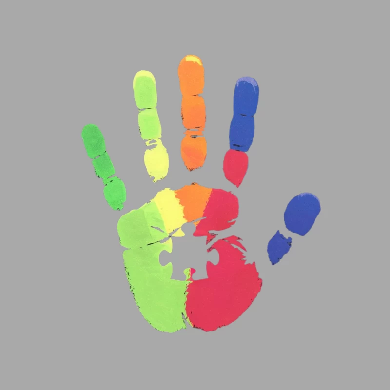 Colorful Handprint for Autism Awareness and Inclusion Male Pullover Hoodie