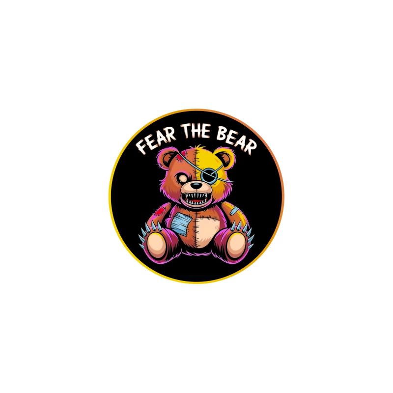 Scary Stitched Teddy Bear  "Fear The Bear" Desk Mat