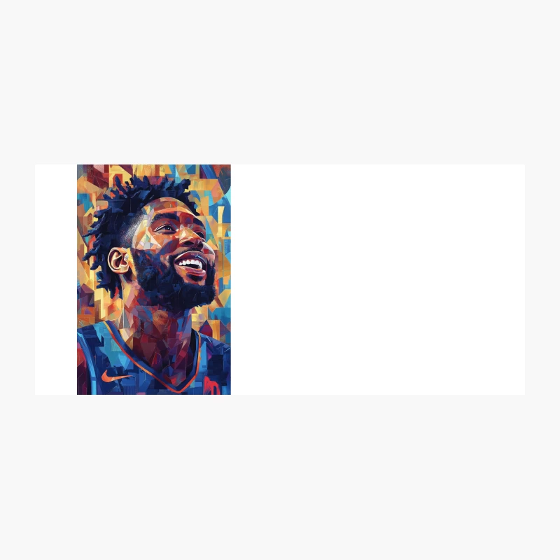 Vibrant Geometric Portrait of Smiling Basketball Player in Nike Jersey Coffee Mug