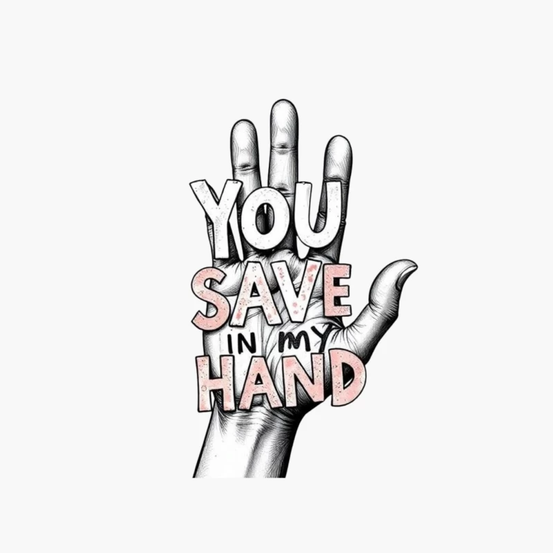 Hand-Drawn Typography: "You Save In My Hand" Artistic Illustration Cotton Tote Bag