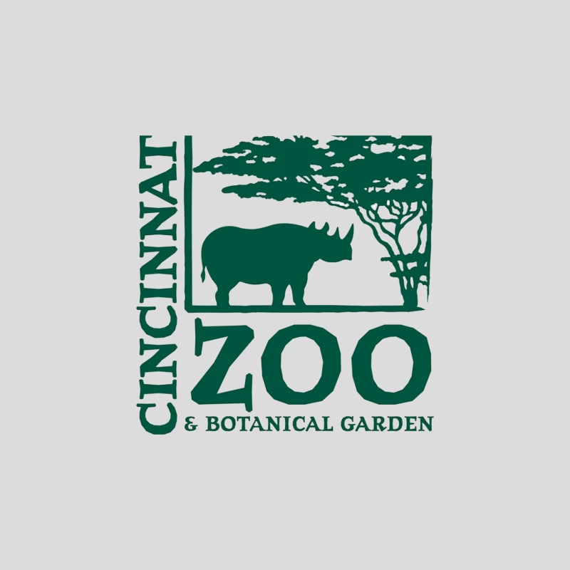 Cincinnati Zoo & Botanical Garden Logo with Rhinoceros and Acacia Tree Baseball Cap