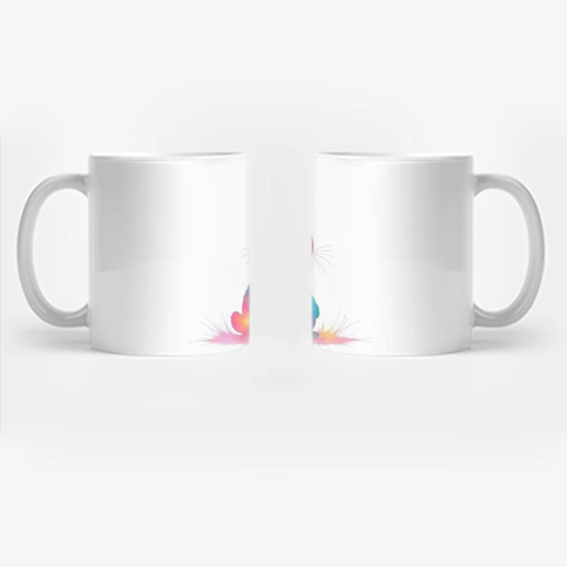 Whimsical Rainbow Watercolor Bunny Illustration Coffee Mug