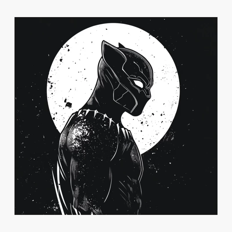 Moonlit Silhouette of Black Panther: Marvel's Iconic Superhero Throw Pillow