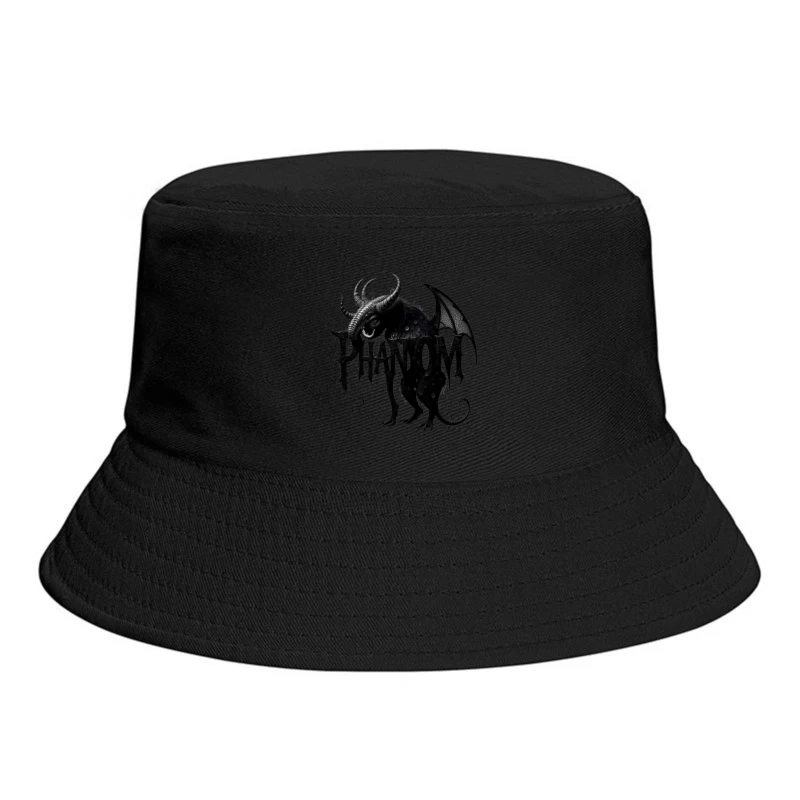 Gothic Phantom Beast with Horns and Wings Dark Art Illustration Bucket Hat