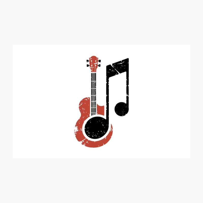 Minimalist Guitar and Music Note Graphic Design Travel Mug