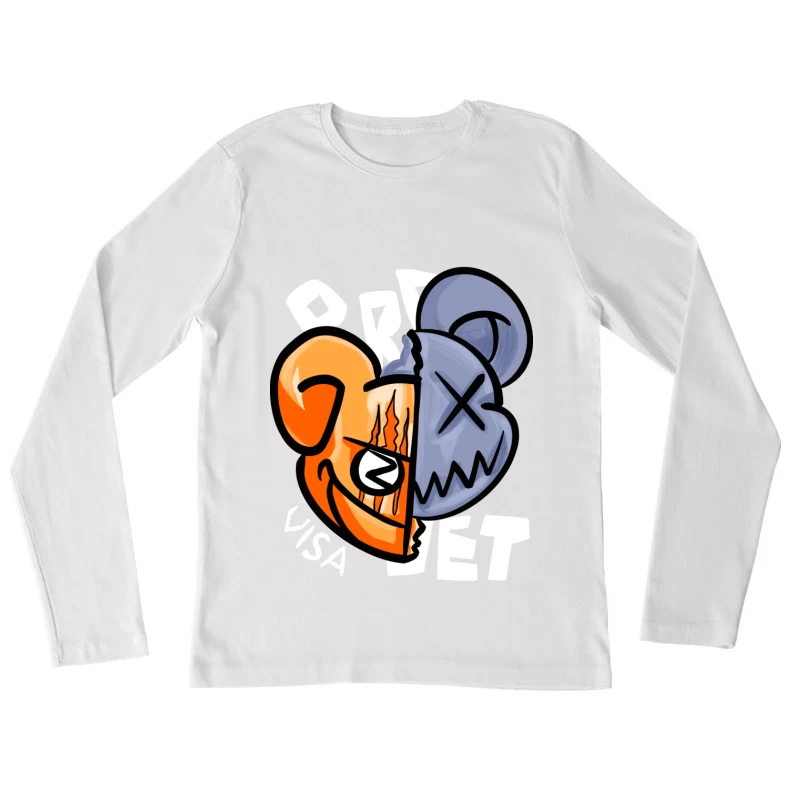 Kreatives Bären-Masken-Design Damen Langarm T-Shirt