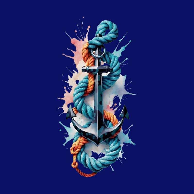 Anchor with Colorful Ropes Throw Pillow