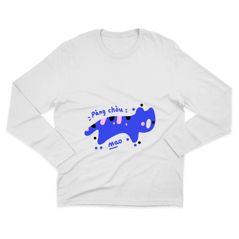 Bunter Katzen-Doodle Herren Langarm T-Shirt