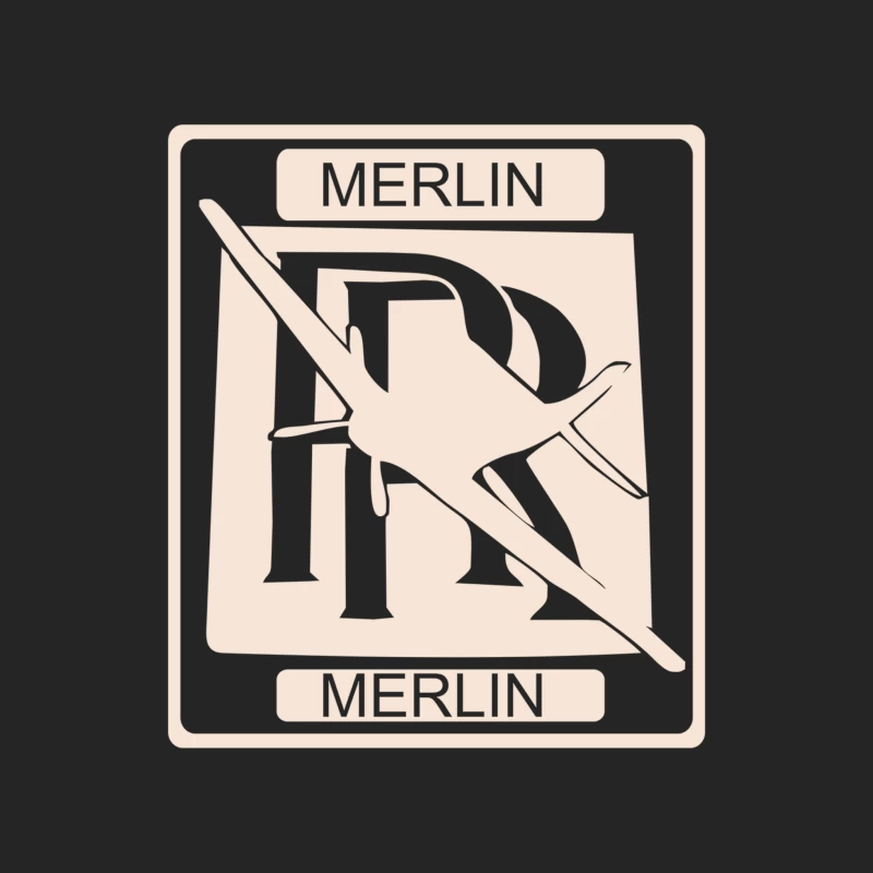 Stylized Merlin Logo Design in Beige Monochrome Male Pullover Sweatshirt