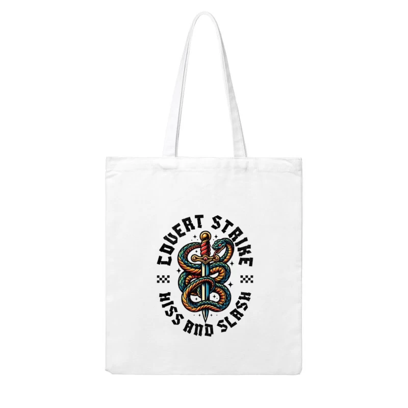 Traditional Snake and Dagger Logo Design - Covert Strike Emblem Cotton Tote Bag