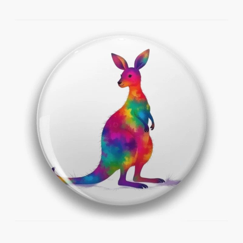 Rainbow Watercolor Kangaroo Art Pin