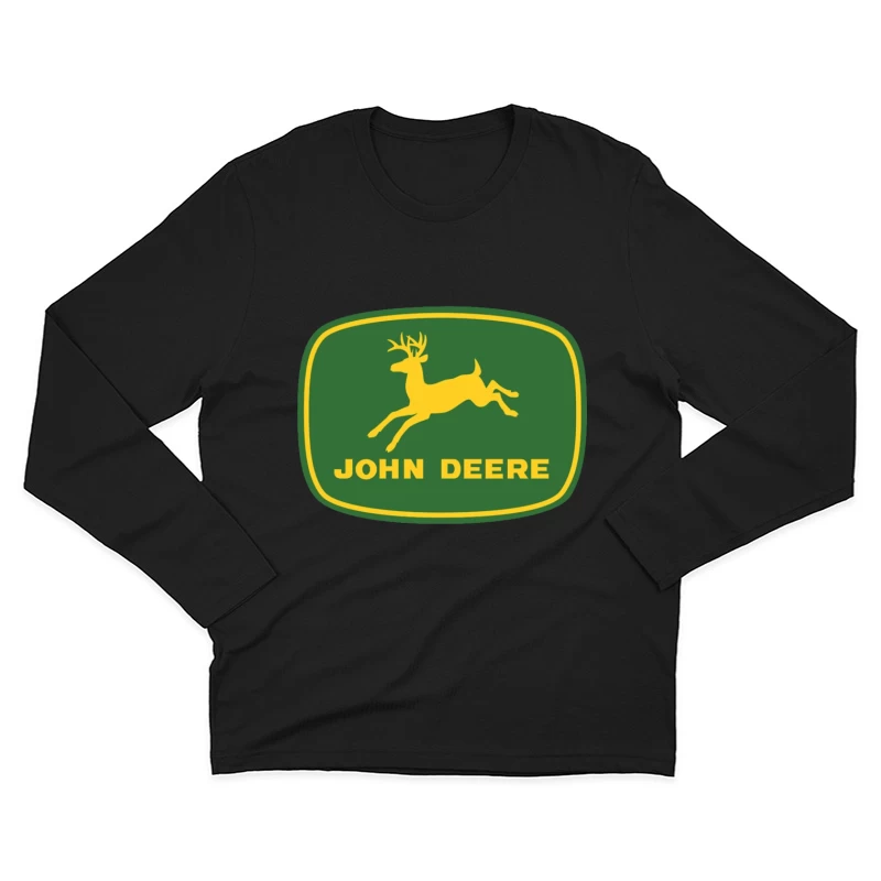 John Deere Classic Green and Yellow Logo with Leaping Deer Male Long Sleeve T-Shirt