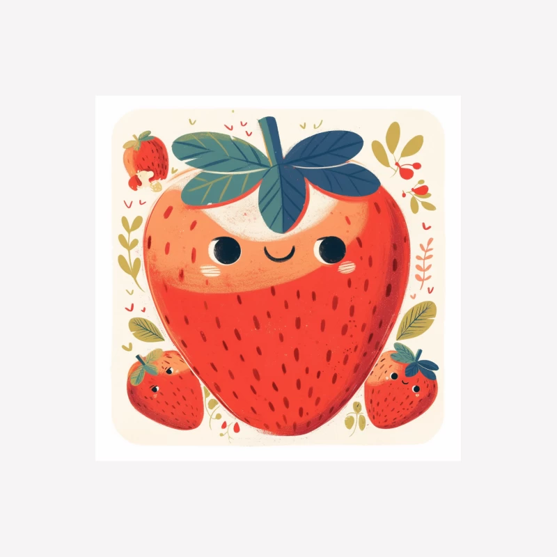 Adorable Kawaii Strawberry Family Illustration Male T-Shirt