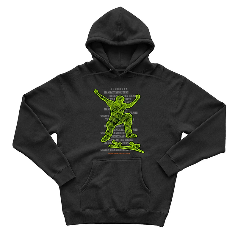 Skateboarder-Silhouette mit Stadttext Herren Pullover Hoodie