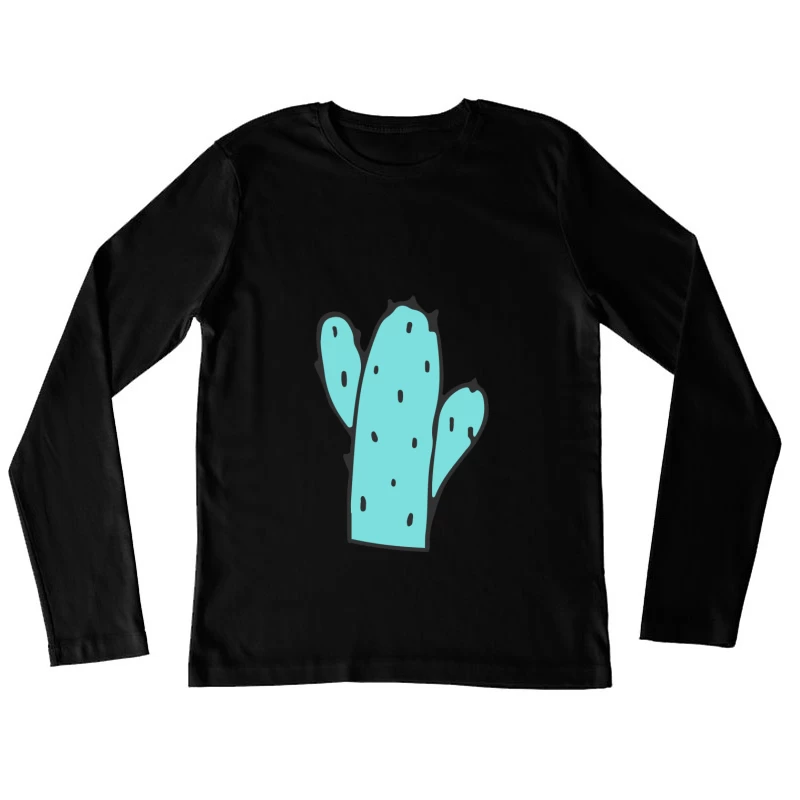 Cactus stylisé bleu Femme Manches Longues T-Shirt