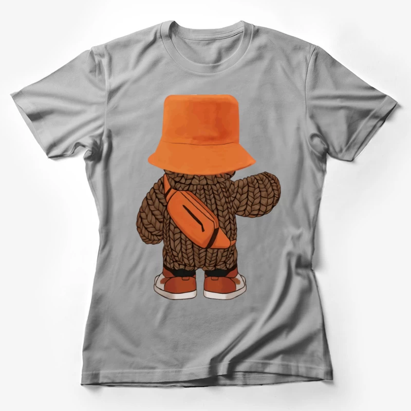 Stofftier mit Strickpullover und orangem Hut Damen T-Shirt