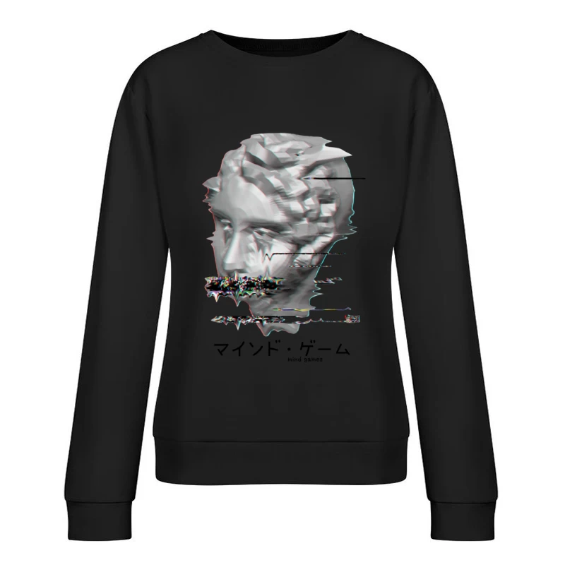 Verzerrtes Gesichtsskulpturdesign Damen Pullover Sweatshirt