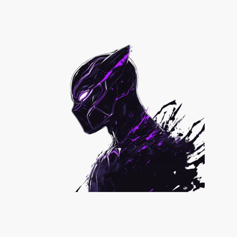 Black Panther Glowing Purple Black Panther Silhouette in Comic Art Style Cotton Tote Bag