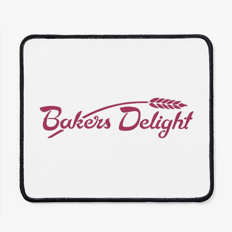 Bakers Delight Burgundy Cursive Logo with Wheat Symbol Mouse Pad