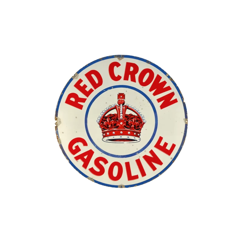 Vintage Red Crown Gasoline Round Metal Sign with Royal Crown Logo Mouse Pad