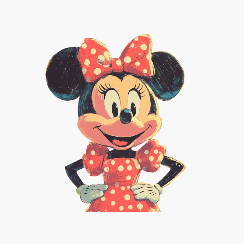 Vintage-Style Minnie Mouse: Iconic Disney Character in Polka Dots Cotton Tote Bag