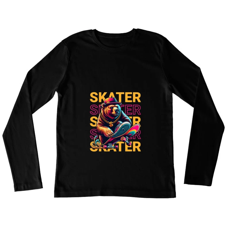 Ours skateur avec skateboard Femme Manches Longues T-Shirt