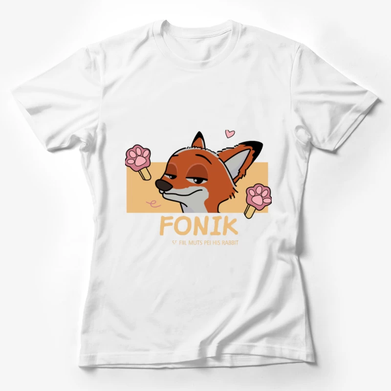 Verspielter Fuchs mit Pfoten und Herz Damen T-Shirt