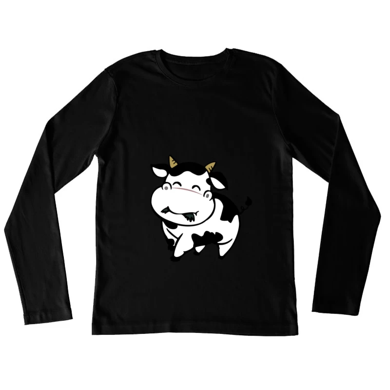 Vache mignonne souriante avec des taches Femme Manches Longues T-Shirt