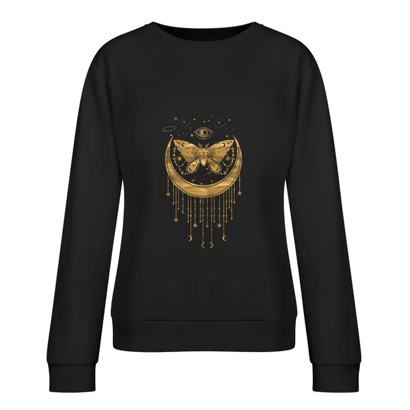 Mystisches Mond-Design mit Schmetterling Damen Pullover Sweatshirt