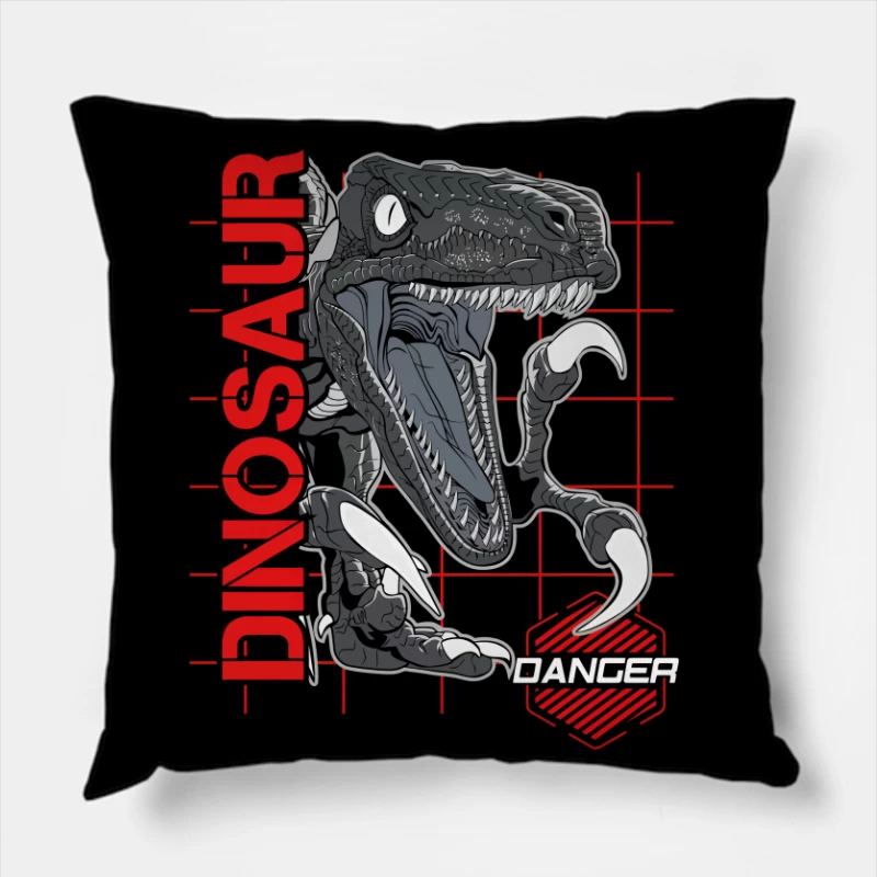 Prehistoric Predator – Velociraptor in Action Throw Pillow