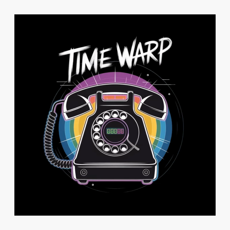 Retro Rotary Phone with Rainbow Time Warp Design Pin