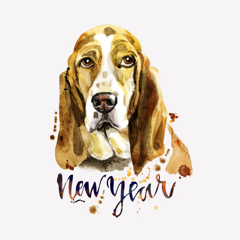 Portrait de chien aquarelle pour le Nouvel An Femme T-Shirt