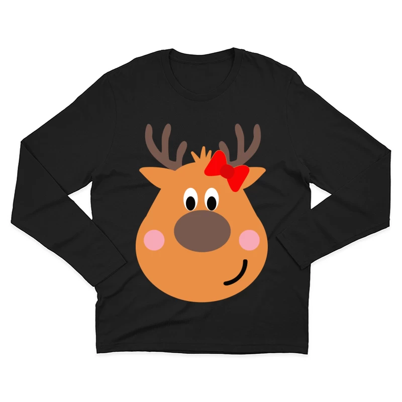 Renne mignon avec nœud rouge Homme Manches Longues T-Shirt