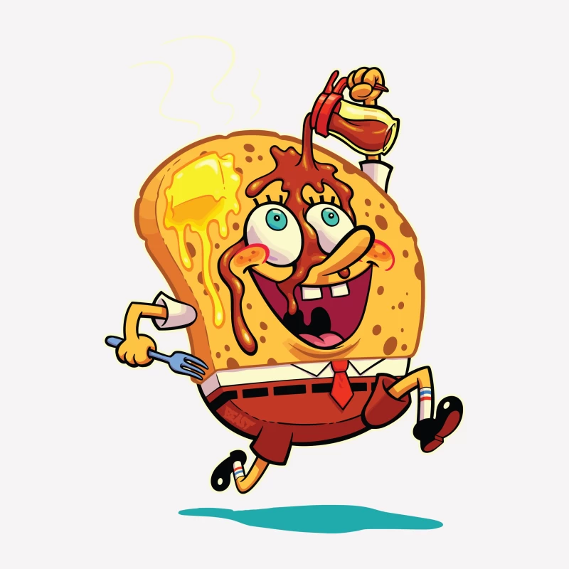 Excited Cartoon Slice of Toast Male T-Shirt