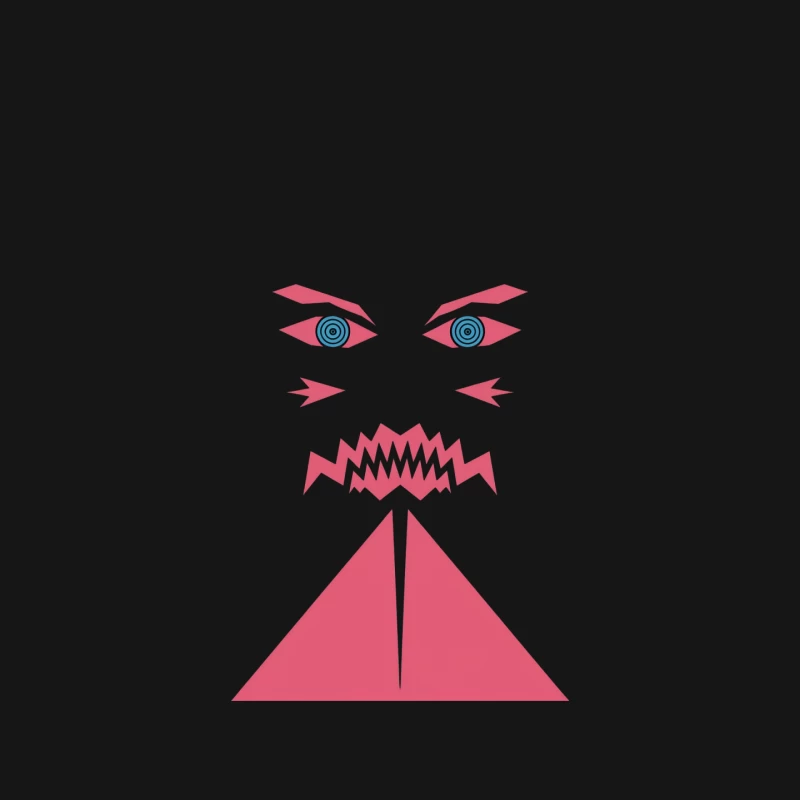 Minimalist Pink Geometric Face with Hypnotic Eyes Mouse Pad