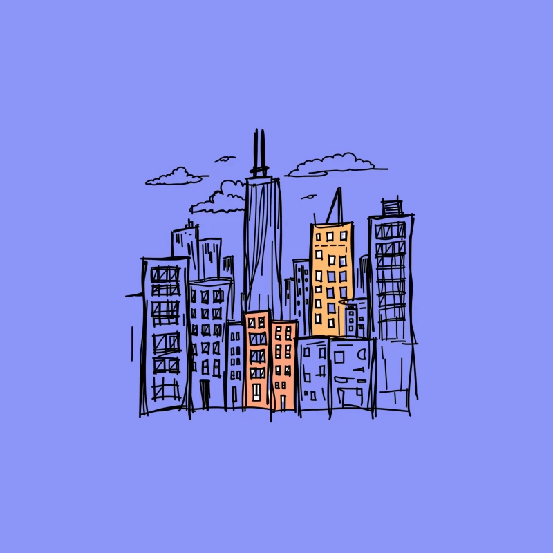 City skyline illustration Travel Mug