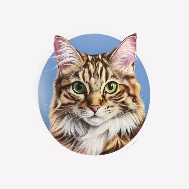 Majestic Maine Coon Cat Portrait in Circular Frame Female T-Shirt
