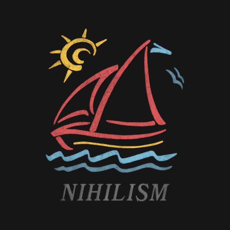 1980s Vintage Style  Nihilism Aesthetic Sailboat Faded Design Mouse Pad