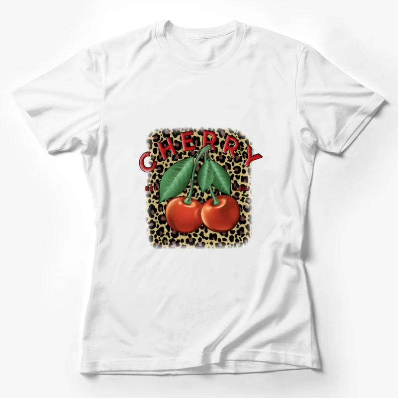 Design de cerises avec motif léopard Femme T-Shirt
