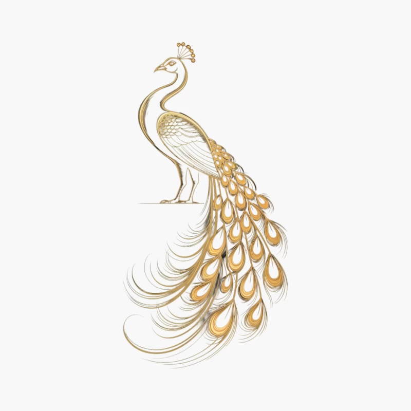 Elegant Gold Peacock Illustration in Art Nouveau Style Cotton Tote Bag