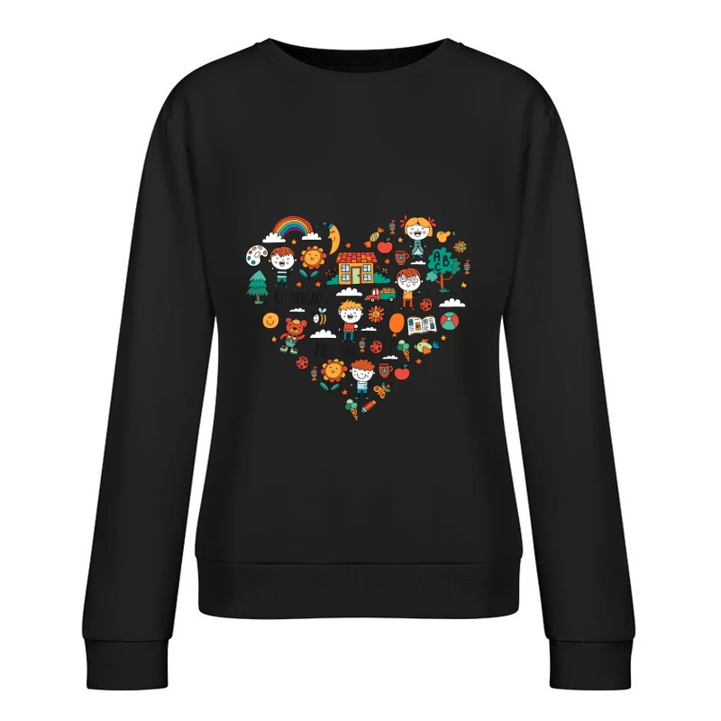 Fröhliche Kindergarten-Illustration Damen Pullover Sweatshirt