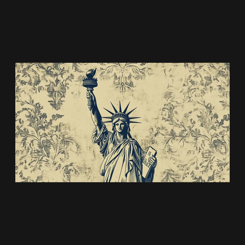 Vintage-Style Statue of Liberty: Iconic American Symbol of Freedom Desk Mat
