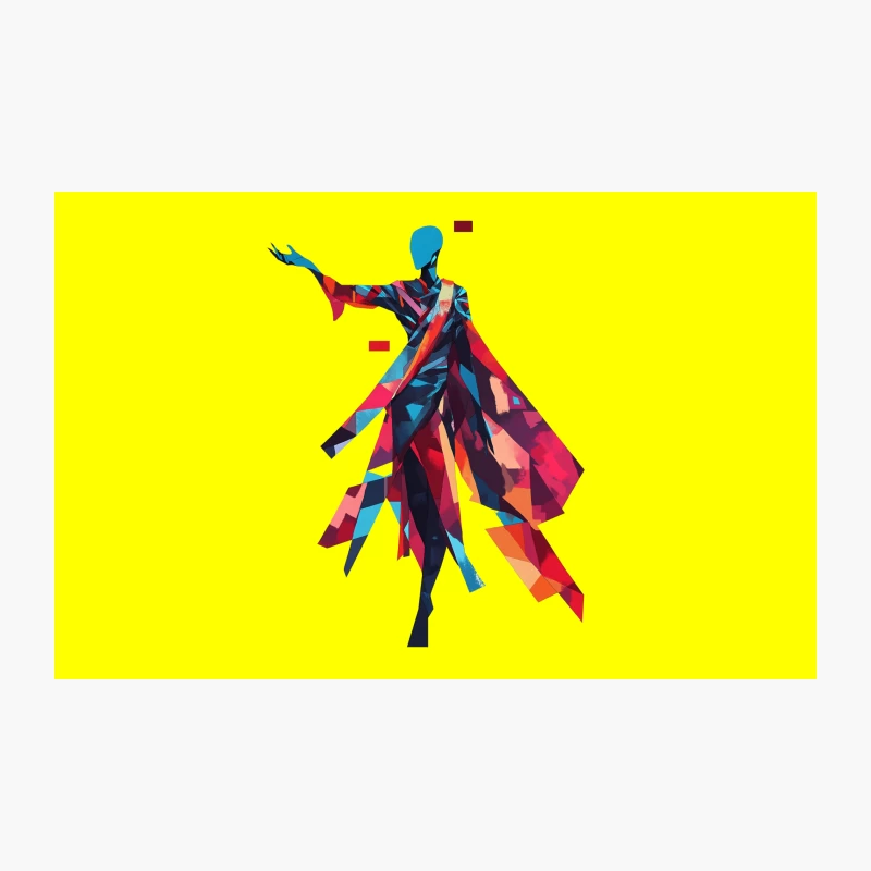 Vibrant Geometric Abstract Dancing Figure Travel Mug