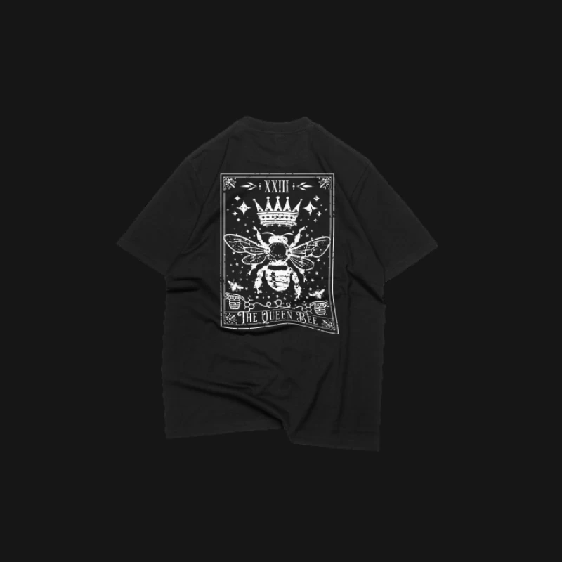 Schwarzes T-Shirt mit Königin-Biene Design Herren Langarm T-Shirt