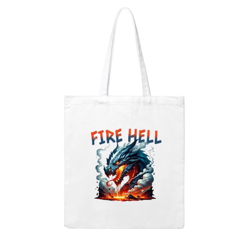 Fire Hell Dragon with Glowing Flames Cotton Tote Bag