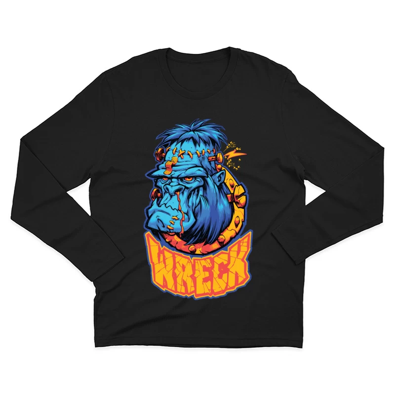 Colorful Cartoon Gorilla Illustration Male Long Sleeve T-Shirt