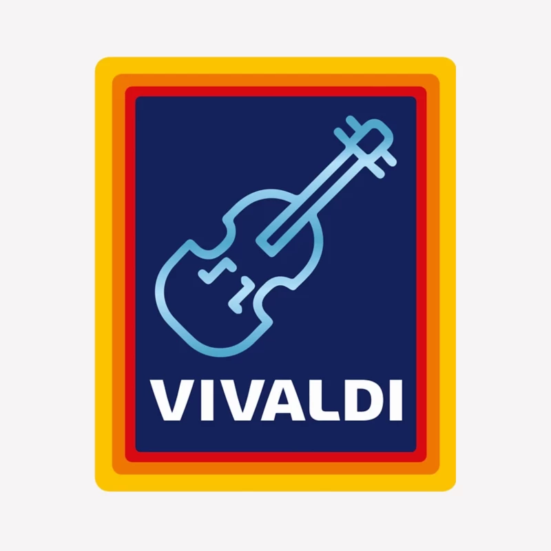 Vivaldi Classical Music Logo with Violin Icon